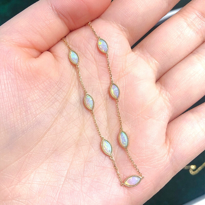 18K Gold Bracelet With Genuine Australian Fire Opal Gemstone 