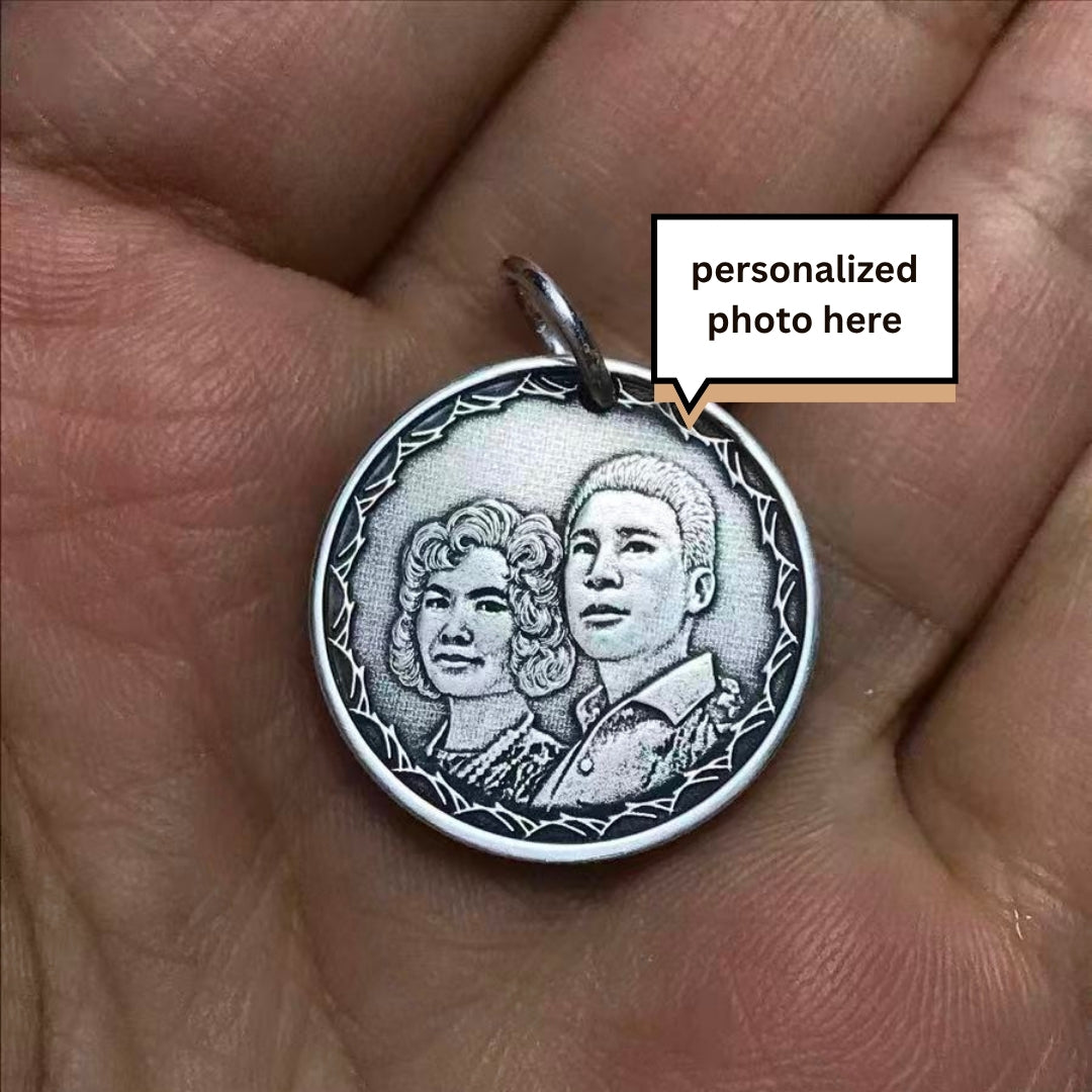 Photo Engraved Necklace – Personalized Portrait Coin Pendant