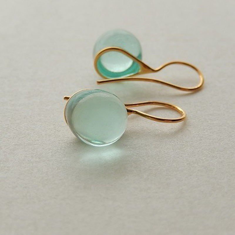 Japan Designer brand Knap handmade jewelry handcrafted glass stud earrings Aquamarine Blue
