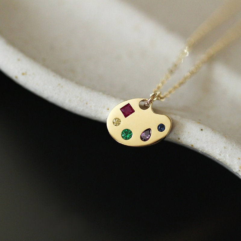 9K Gold Palette Pendant Necklace - Lollimix 