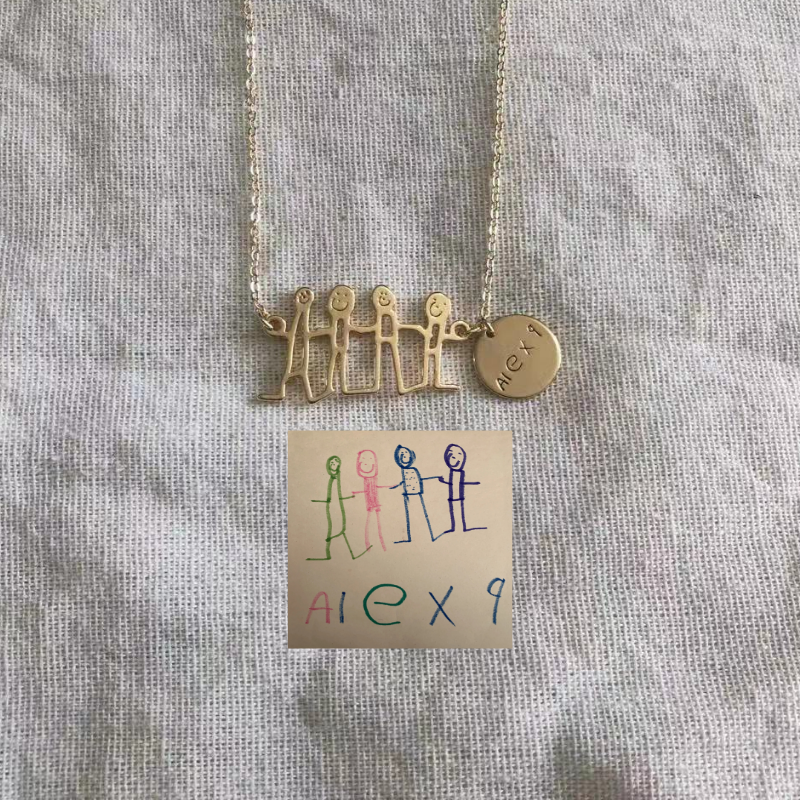 Personalized Kids Drawing Necklace With 2 Pendant - Lollimix 