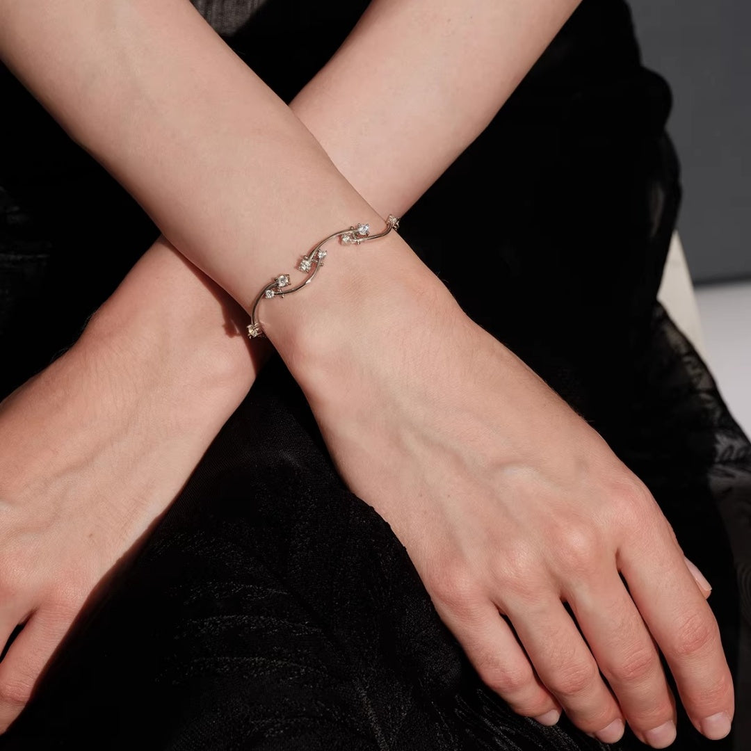 Nature-Inspired S925 Sterling Silver Bridal Jewelry Set | Vine Wedding Set