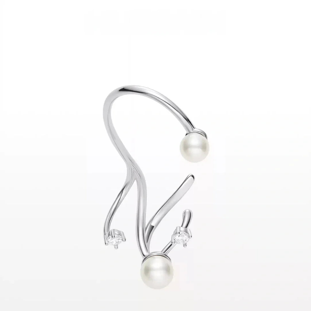 Illusion ear hook vintage S925 sterling silver and freshwater pearl jewelry showing fine craftsmanship and 3.6g lightweight design - product-studio-1