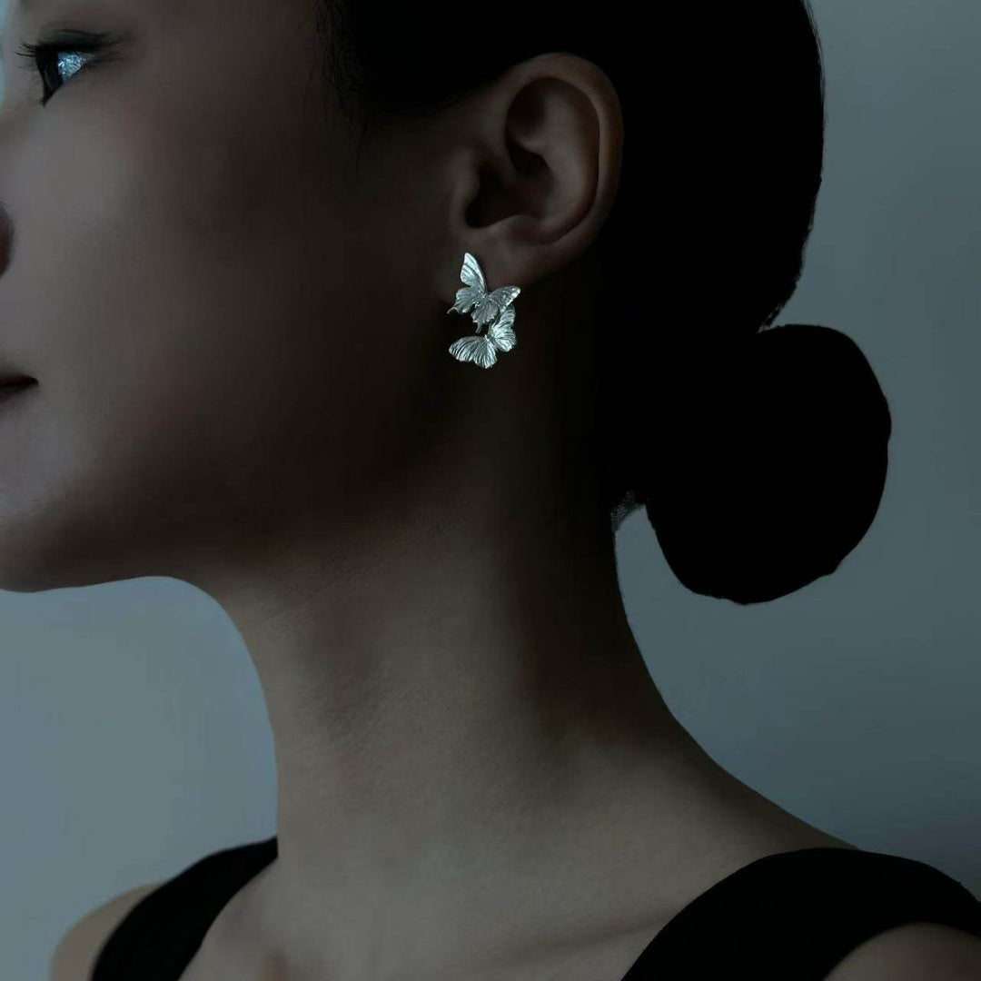 Morphic Butterfly Minimalist 925 Sterling Silver jewelry worn by a model for a sophisticated look - model-look-2