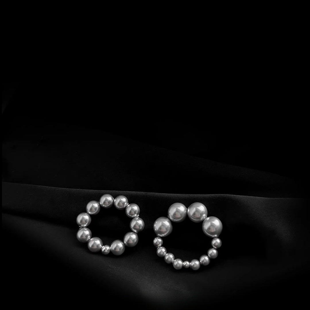 Technical specifications for S925 silver and Swarovski pearl elastic ring.